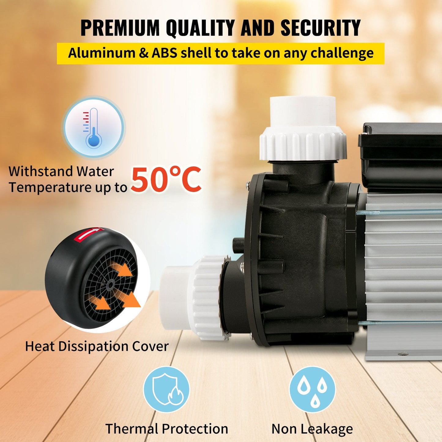 0.5 HP 370W Hot Tub Spa Pump, Single Speed, 220V, Water Circulation
