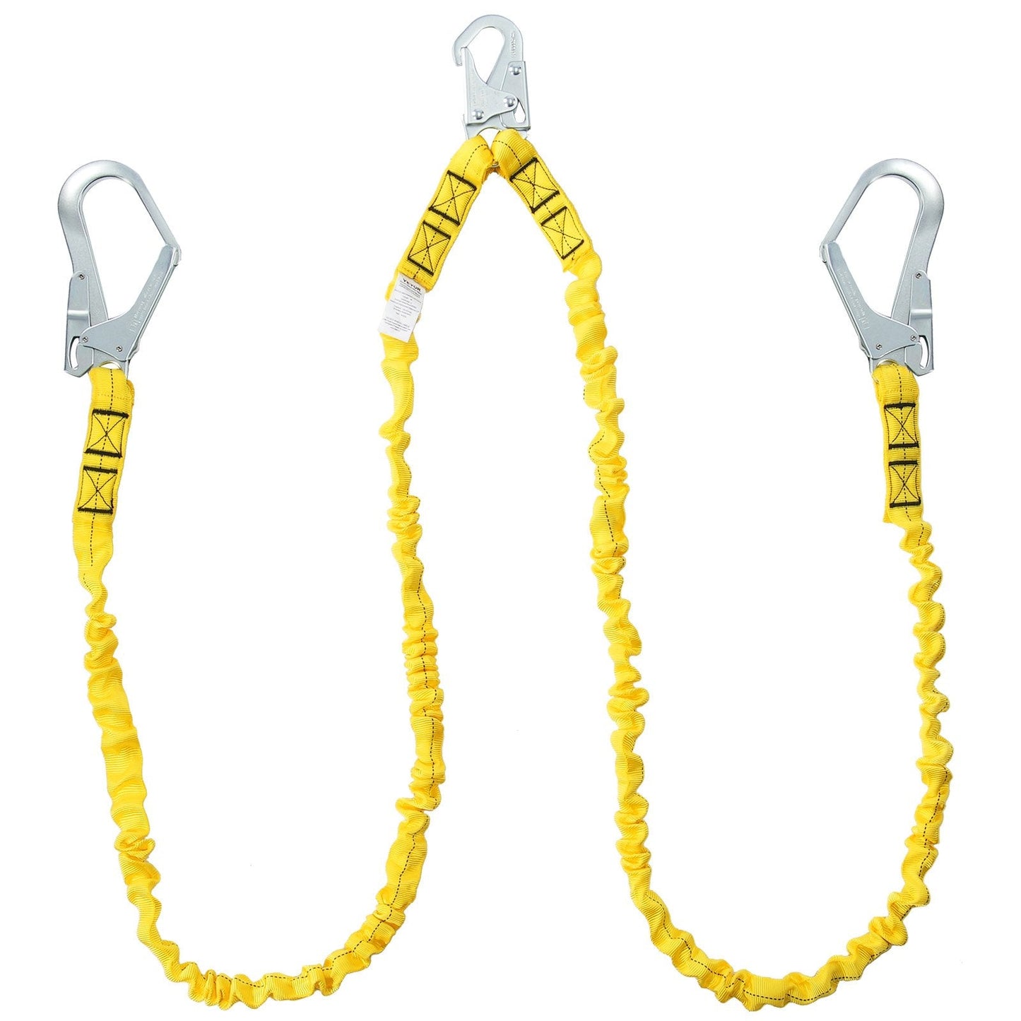 38mm Safety Lanyard 1.83m, Dual Hooks, Shock Absorbing, Yellow, ANSI Certified