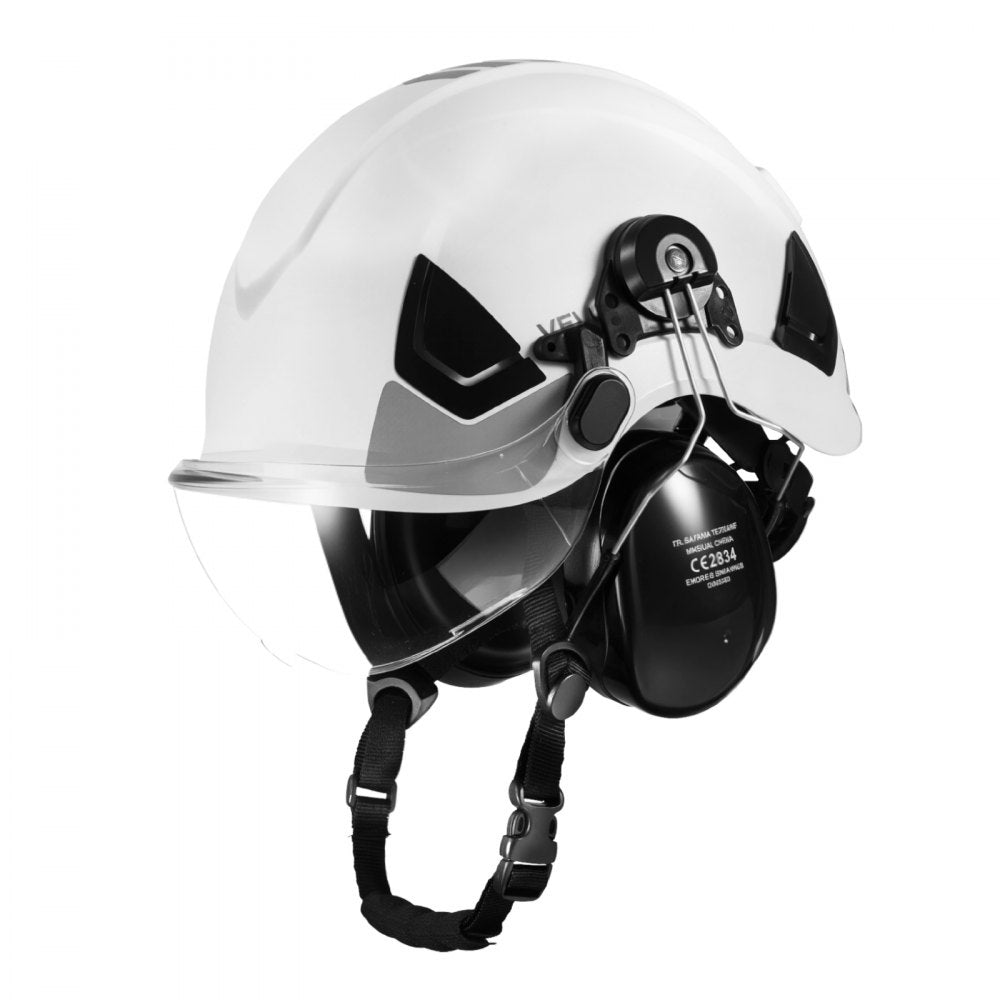 Industrial Safety Helmet with Visor & Earmuffs Adjustable Vented Hardhat
