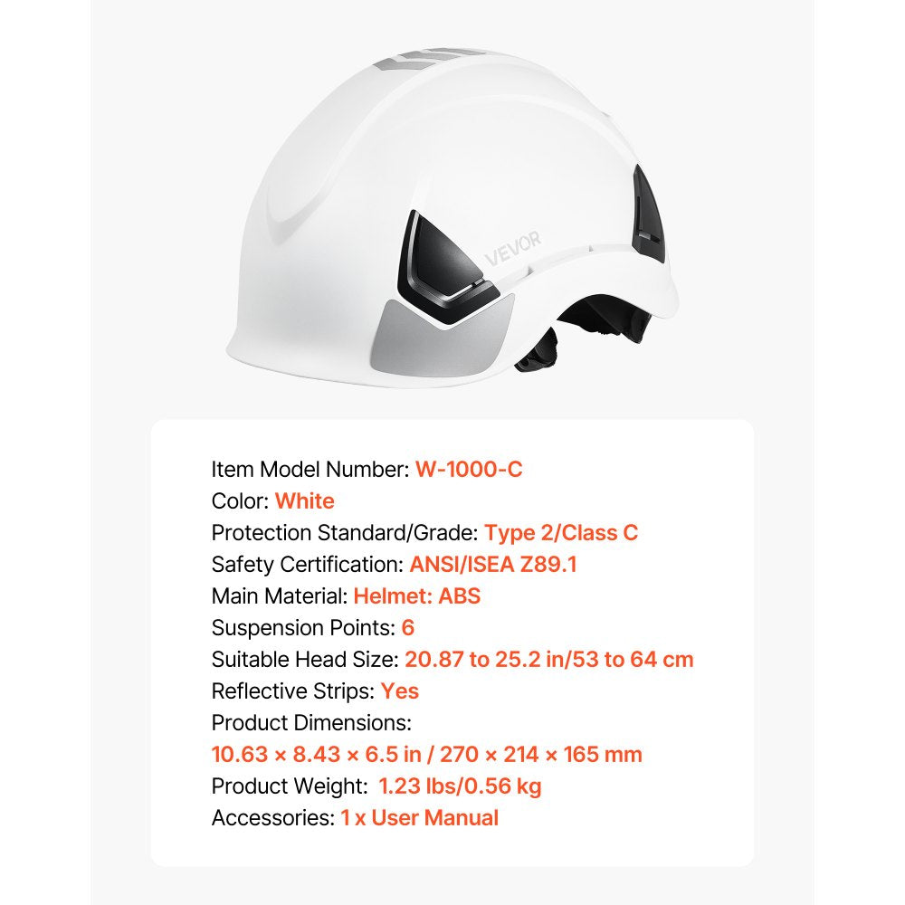 Construction Safety Helmet ABS Safety Hard Hat 6-Point Ratchet Suspension
