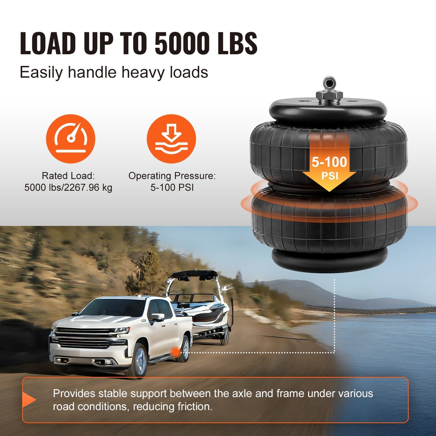 Air Springs Kit for 2007-2018 Silverado/Sierra 1500, 2268 kg Load Capacity