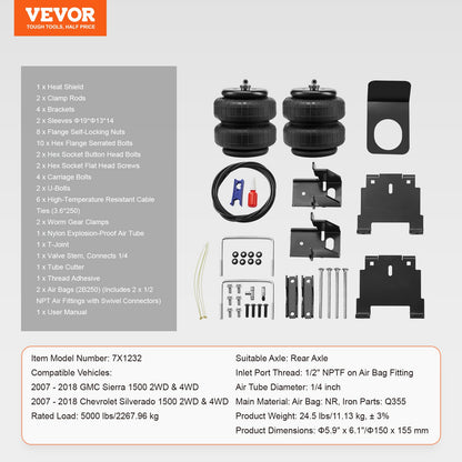VEVOR Air Bag Suspension Kit, Air Springs Suspension Bag Kit Compatible with 2007-2018
