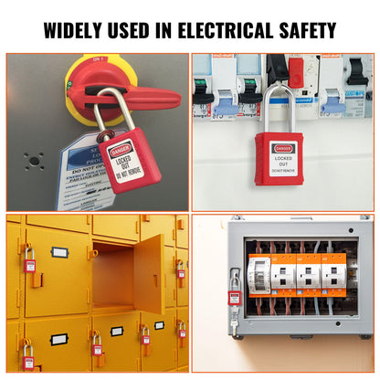 VEVOR Lockout Tagout Locks Set, 10 PCS Red Safety Lockout Padlocks, with 2 Keys