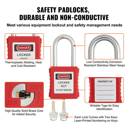 26-Piece Electrical Safety Lockout Kit with Padlocks, Hasps, and Tags