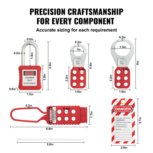 47-Piece Electrical Lockout Tagout Kit with Padlocks, Hasps, and Accessories