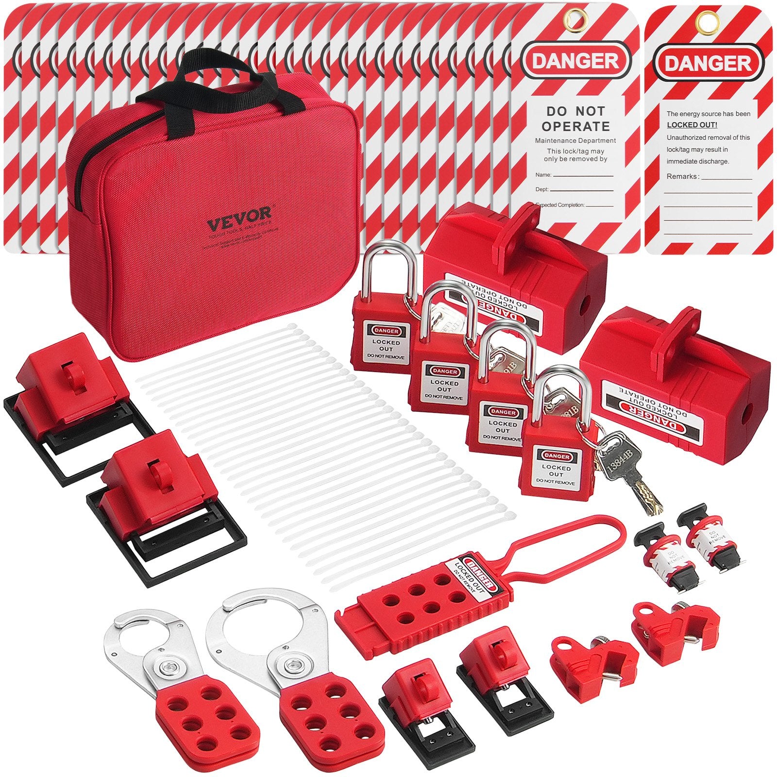 VEVOR Electrical Lockout Tagout Kit, 47 PCS Safety Loto Kit Includes P ...