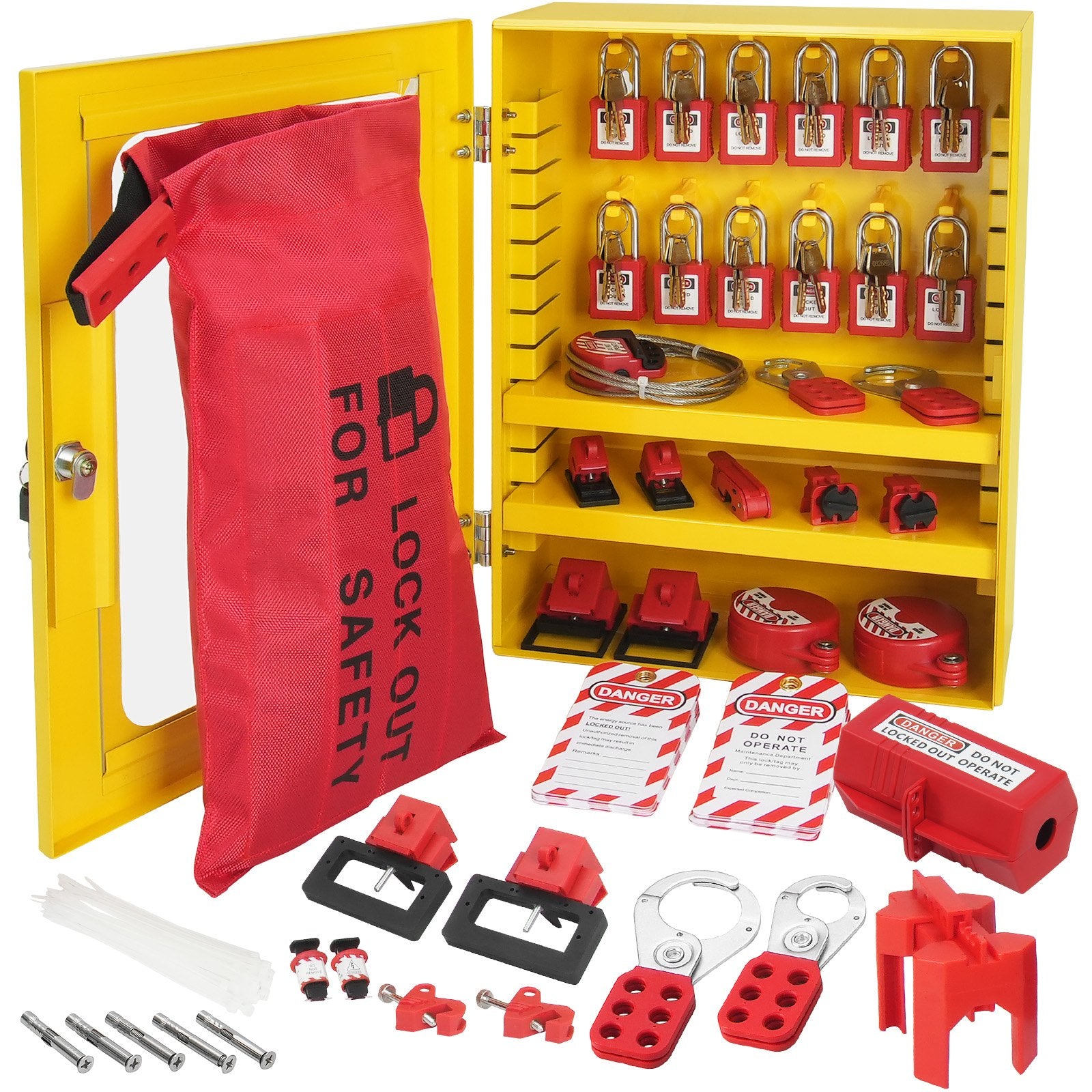 VEVOR Electrical Lockout Tagout Kit, 59 PCS Safety Lockout Tagout Stat ...