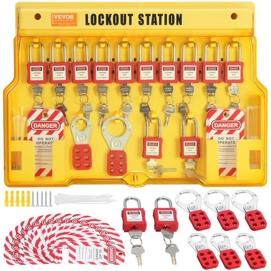 VEVOR Electrical Lockout Tagout Kit, 60 PCS Safety Lockout Tagout Station Includes