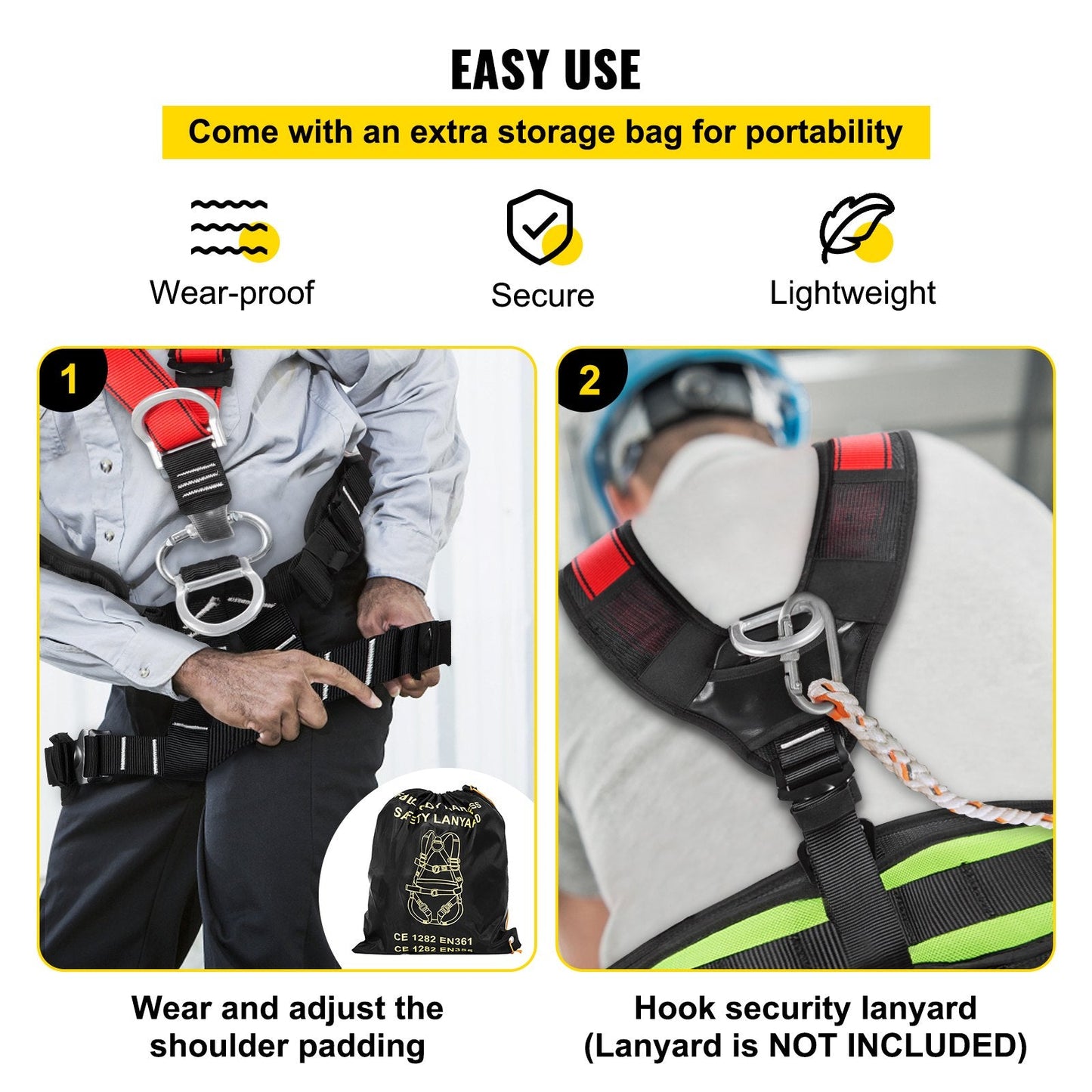 Safety Climbing Harness for Rock Climbing and Rappelling, Adjustable Straps