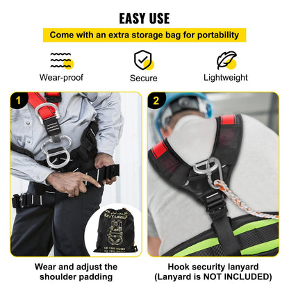 Safety Climbing Harness for Rock Climbing and Rappelling, Adjustable Straps