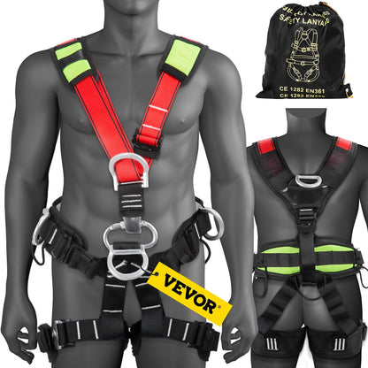 Safety Climbing Harness for Rock Climbing and Rappelling, Adjustable Straps