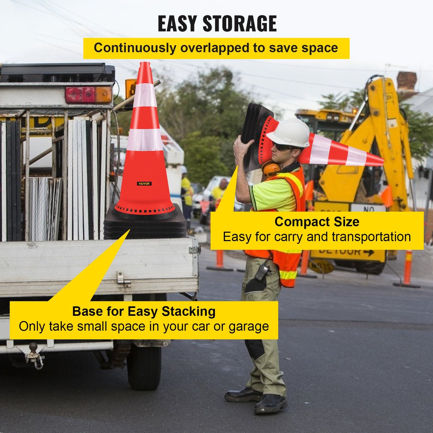 VEVOR Safety Cones, 8 x 30" Traffic Cones, PVC Orange Construction Cones, Reflective