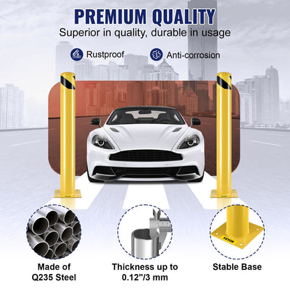 Steel Safety Bollard Post, Yellow & Black, 0.91m Tall, 11.4cm Diameter, Set of 2