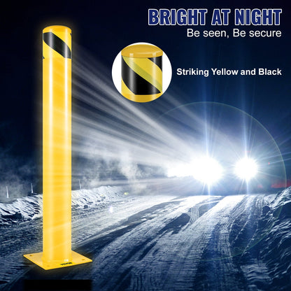 Steel Safety Bollard Post, Yellow & Black, 0.91m Tall, 11.4cm Diameter, Set of 2