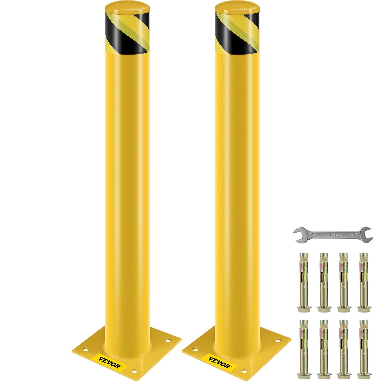 VEVOR Safety Bollard Steel Bollard Post Yellow Pipe Steel Barrier 36" H 4.5" D