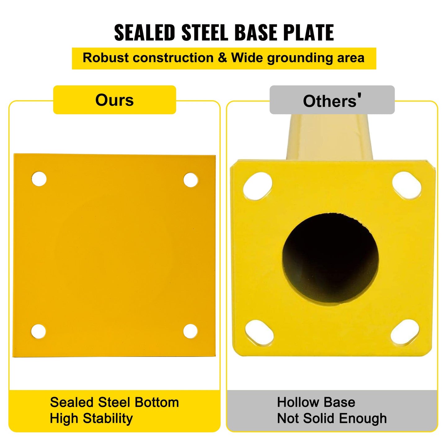VEVOR Safety Bollard, 107 cm Height Bollard Post, 14 cm Diameter Steel Pipe Safety