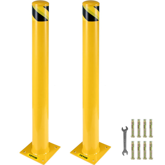 VEVOR Safety Bollard, 122cm Height Bollard Post, 11cm Diameter Steel Pipe Safety