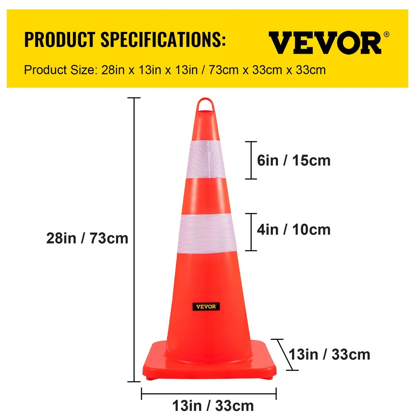 Orange PVC Traffic Cones with Reflective Collars, 73 cm, Weighted Base