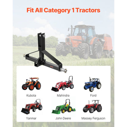 VEVOR 3 Point 2" Receiver Trailer Hitch Category 1 Tractor Quick Hitch Drawbar
