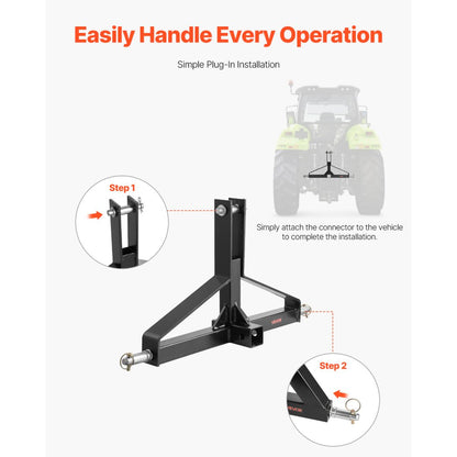 VEVOR 3 Point 2" Receiver Trailer Hitch Category 1 Tractor Quick Hitch Drawbar
