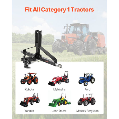 VEVOR 3 Point 2 in Trailer Hitch Receiver Tractor Drawbar Adapter Heavy Duty