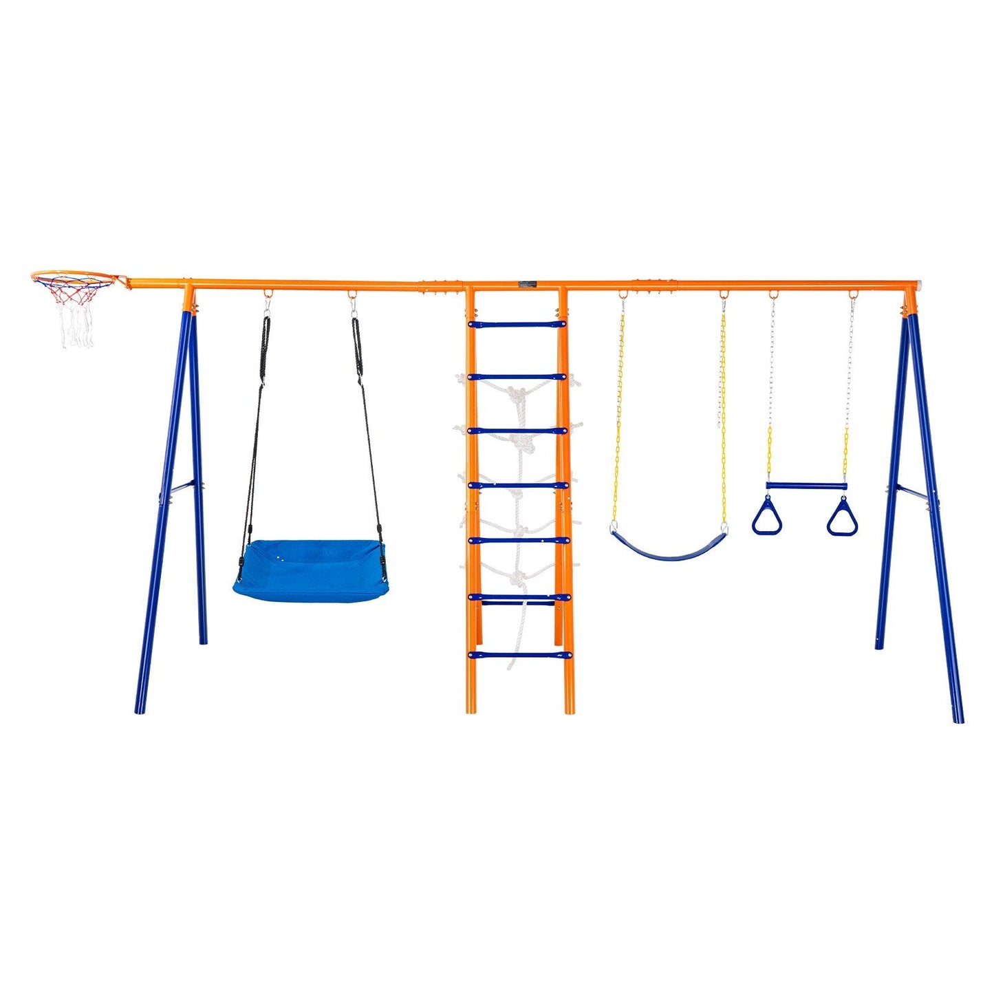 6-in-1 Metal Swing Set for Backyard, 200 kg Capacity, Indoor/Outdoor Use