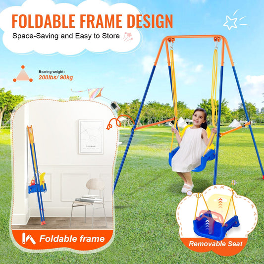 3-in-1 Toddler Swing Set with Sandbags, Foldable, 90 kg Capacity, Indoor/Outdoor