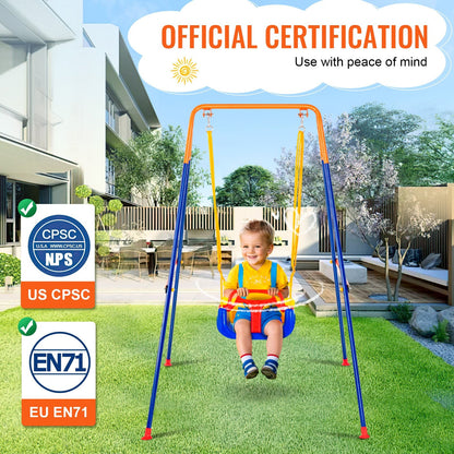 3-in-1 Toddler Swing Set with Sandbags, Foldable, 90 kg Capacity, Indoor/Outdoor