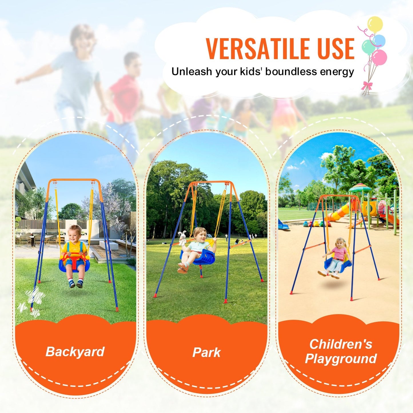 3-in-1 Toddler Swing Set with Sandbags, Foldable, 90 kg Capacity, Indoor/Outdoor