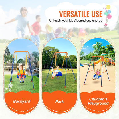 3-in-1 Toddler Swing Set with Sandbags, Foldable, 90 kg Capacity, Indoor/Outdoor