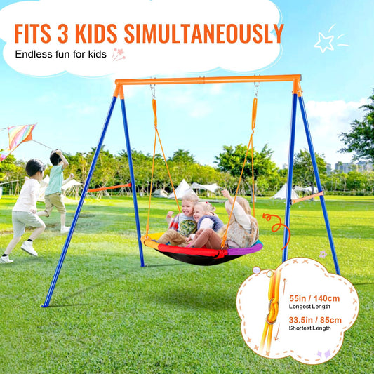 Backyard A-Frame Saucer Swing Set with 1m Seat and 199.6kg Capacity
