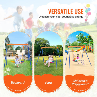 Backyard A-Frame Saucer Swing Set with 1m Seat and 199.6kg Capacity