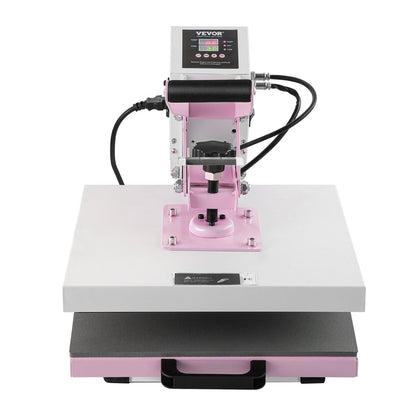 15x15m Slide-Out Heat Press Machine for T-Shirts, Pink, Beginner-Friendly