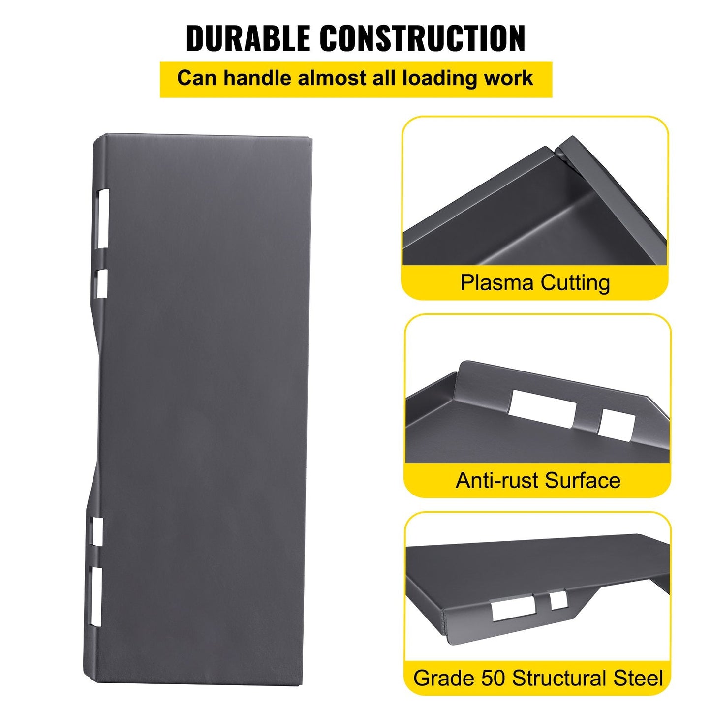 Universal Skid Steer Mount Plate, 12mm Steel, for Tractors, Easy Install