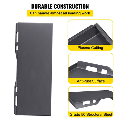 Universal Skid Steer Mount Plate, 12mm Steel, for Tractors, Easy Install