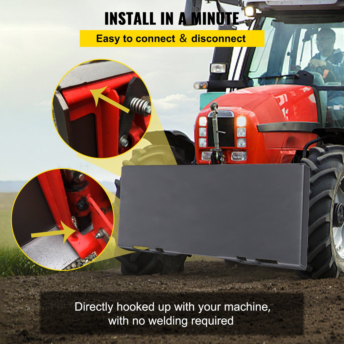 VEVOR Universal Quick Attach Mounting Skid Steer Mount Plate 0.47” for Tractor