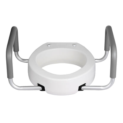 Raised Toilet Seat with Arms, 136.1 kg Load Capacity, 88.9 mm Lift Height, Widened Commode Elevated Toilet Seat Riser with Padded Handles for Seniors, Elderly, Handicap, Disabled, and Adults