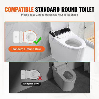 Raised Toilet Seat with 0.09 m Lift, 136 kg Capacity, for Standard Round Toilets