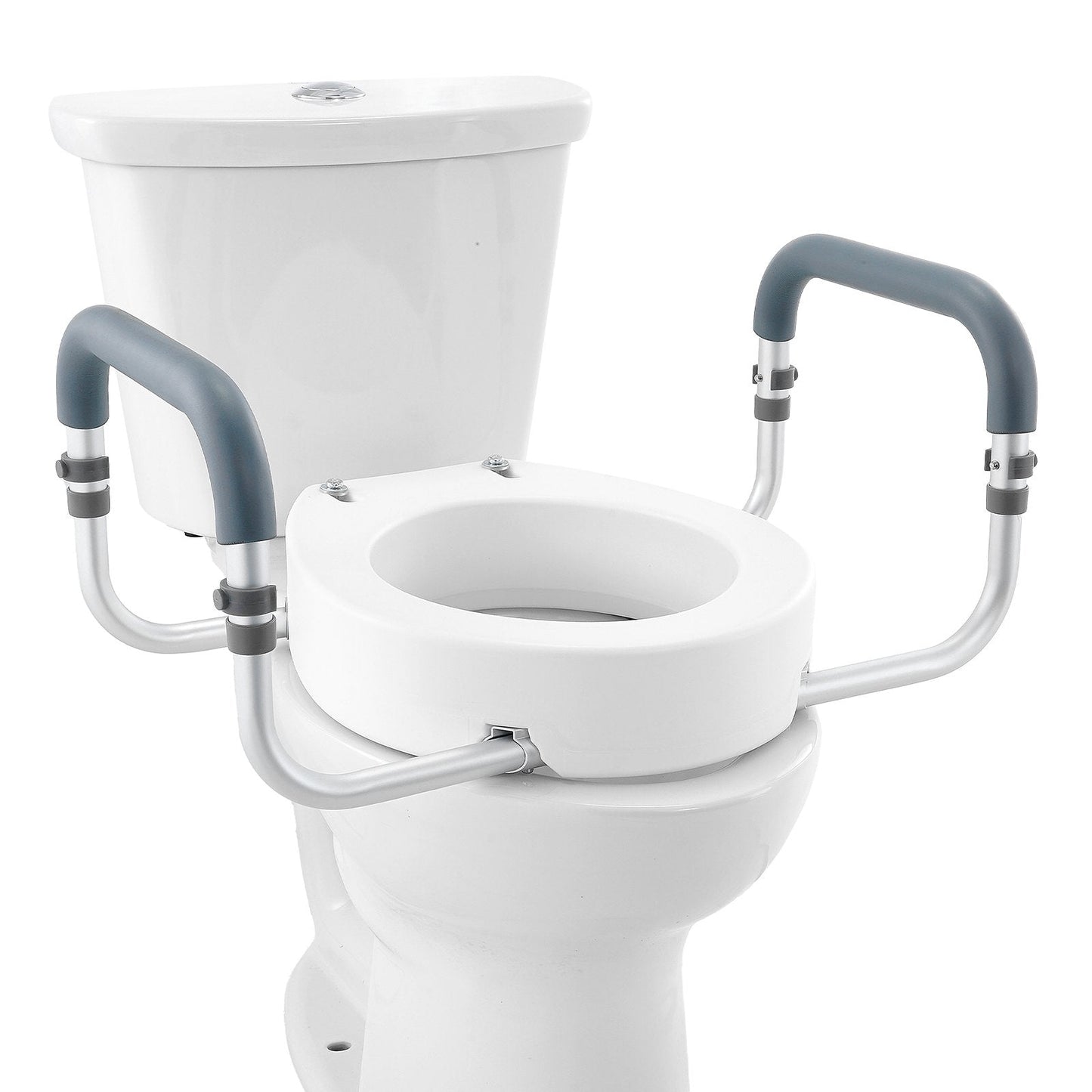 Raised Toilet Seat with 0.09 m Lift, 136 kg Capacity, for Standard Round Toilets