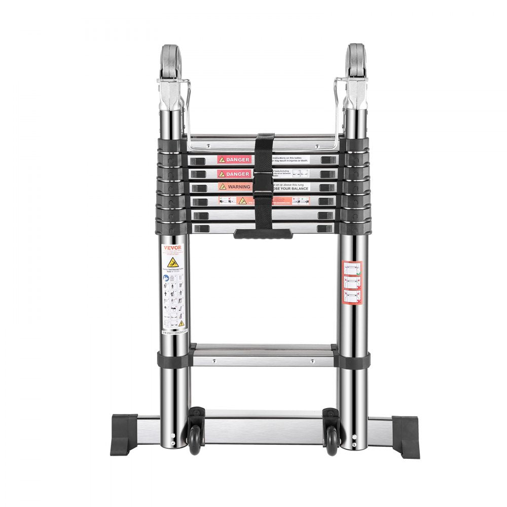 VEVOR Telescoping Ladder A-Frame Stainless Steel 4985 mm Extension Ladders
