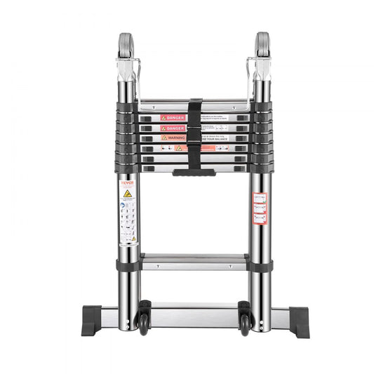 VEVOR Telescoping Ladder A-Frame Stainless Steel 4985 mm Extension Ladders