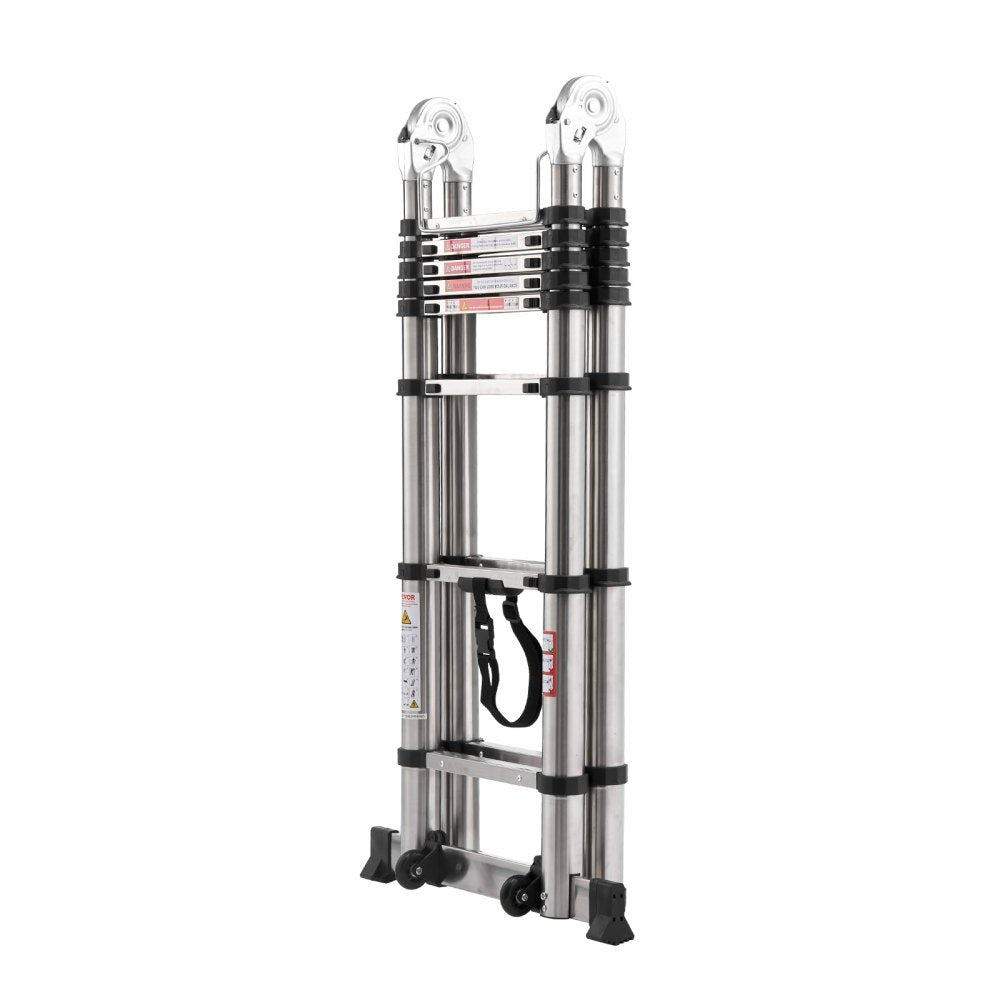 VEVOR Telescoping Ladder A-Frame Stainless Steel 4985 mm Extension Ladders