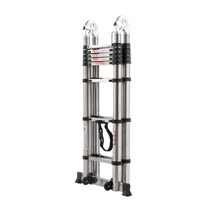 VEVOR Telescoping Ladder A-Frame Stainless Steel 4985 mm Extension Ladders