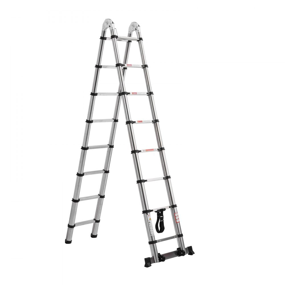 VEVOR Telescoping Ladder A-Frame Stainless Steel 4985 mm Extension Ladders