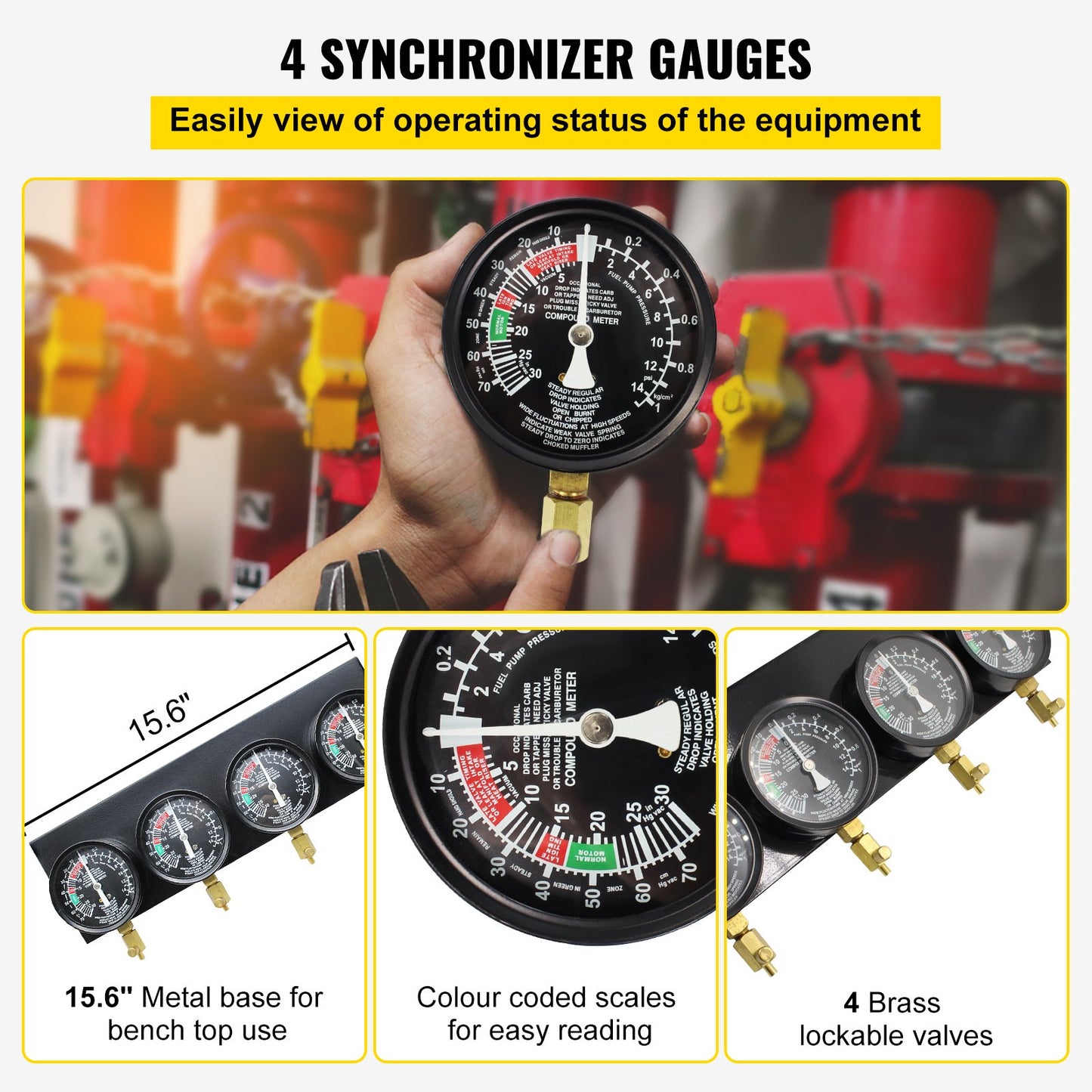 VEVOR Fuel Vacuum Carburetor Synchronize Tool Kit Fuel Vacuum Carburetor Synchronizer