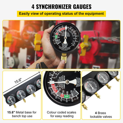 VEVOR Fuel Vacuum Carburetor Synchronize Tool Kit Fuel Vacuum Carburetor Synchronizer