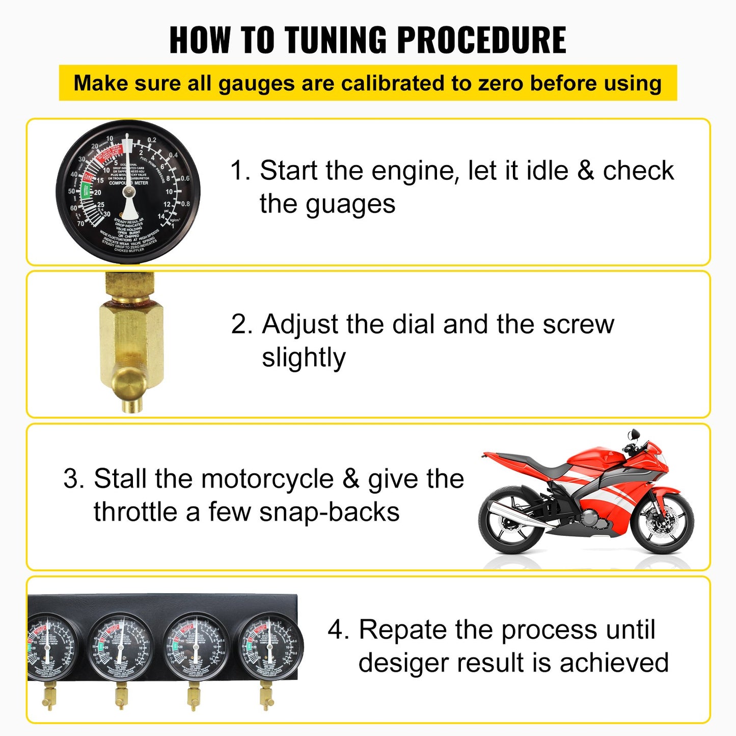VEVOR Fuel Vacuum Carburetor Synchronize Tool Kit Fuel Vacuum Carburetor Synchronizer