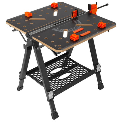 Folding Work Table: 2-in-1 Sawhorse & Workbench, 454 kg Capacity, 7 Height Levels