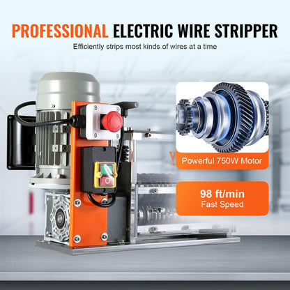 VEVOR Automatic Wire Stripping Machine, 0.06''-1.26'' Electric Motorized Cable Stripper,
