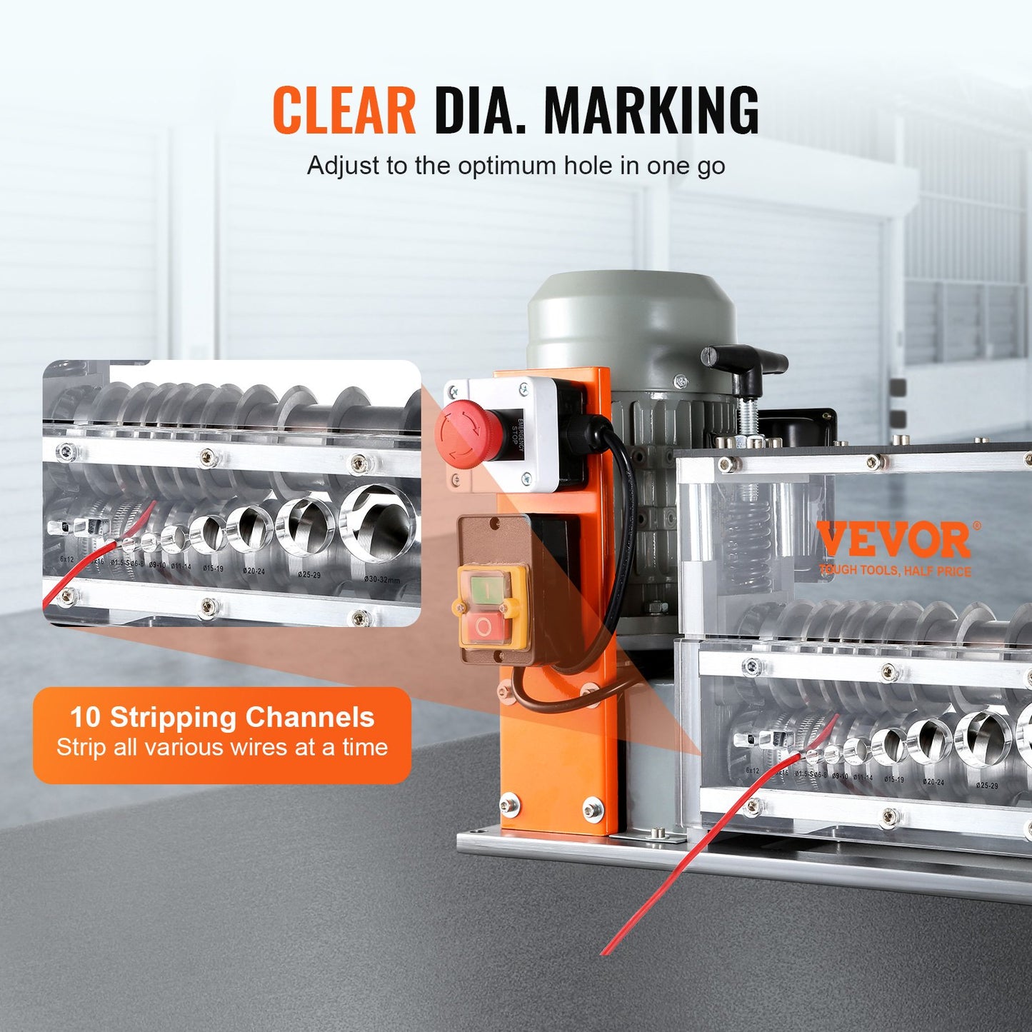VEVOR Automatic Wire Stripping Machine, 0.06''-1.26'' Electric Motorized Cable Stripper,